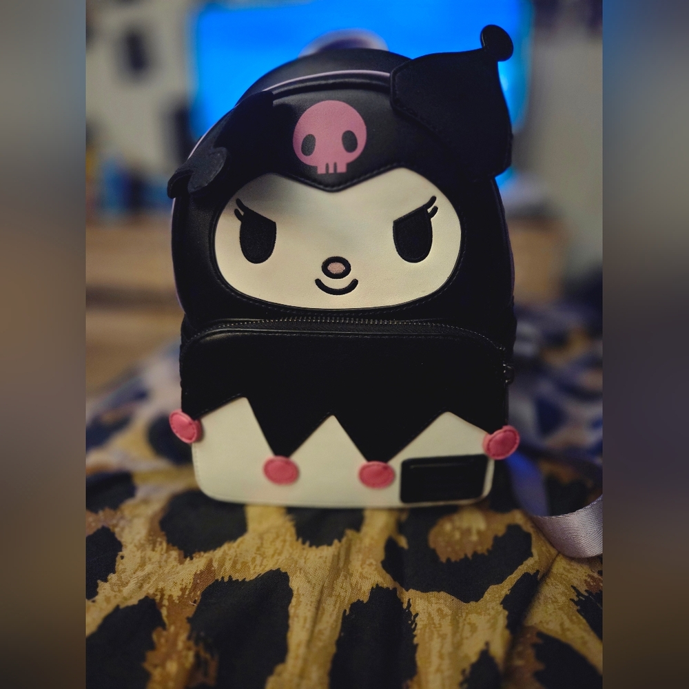 Used -kuromi Black and White Mini  Backpack